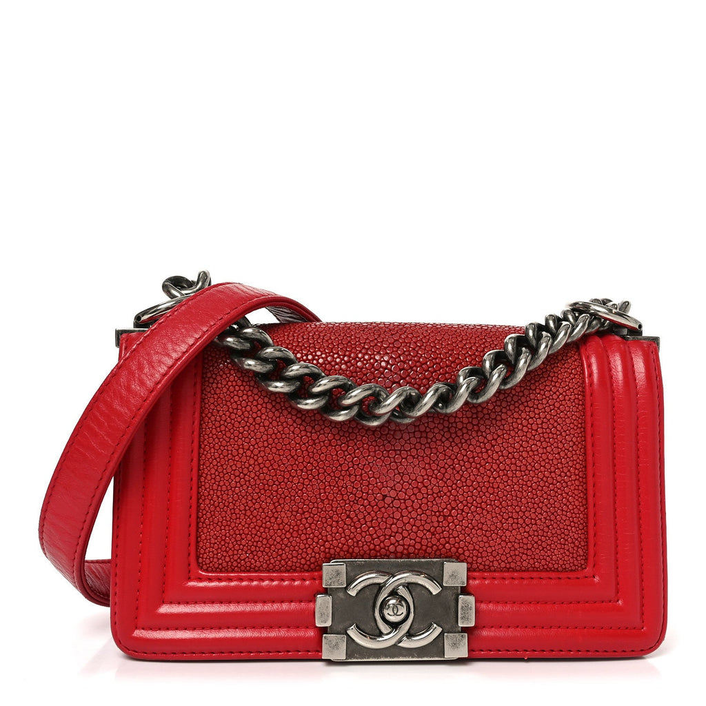 Chanel Galuchat Stingray Small Boy Flap Red