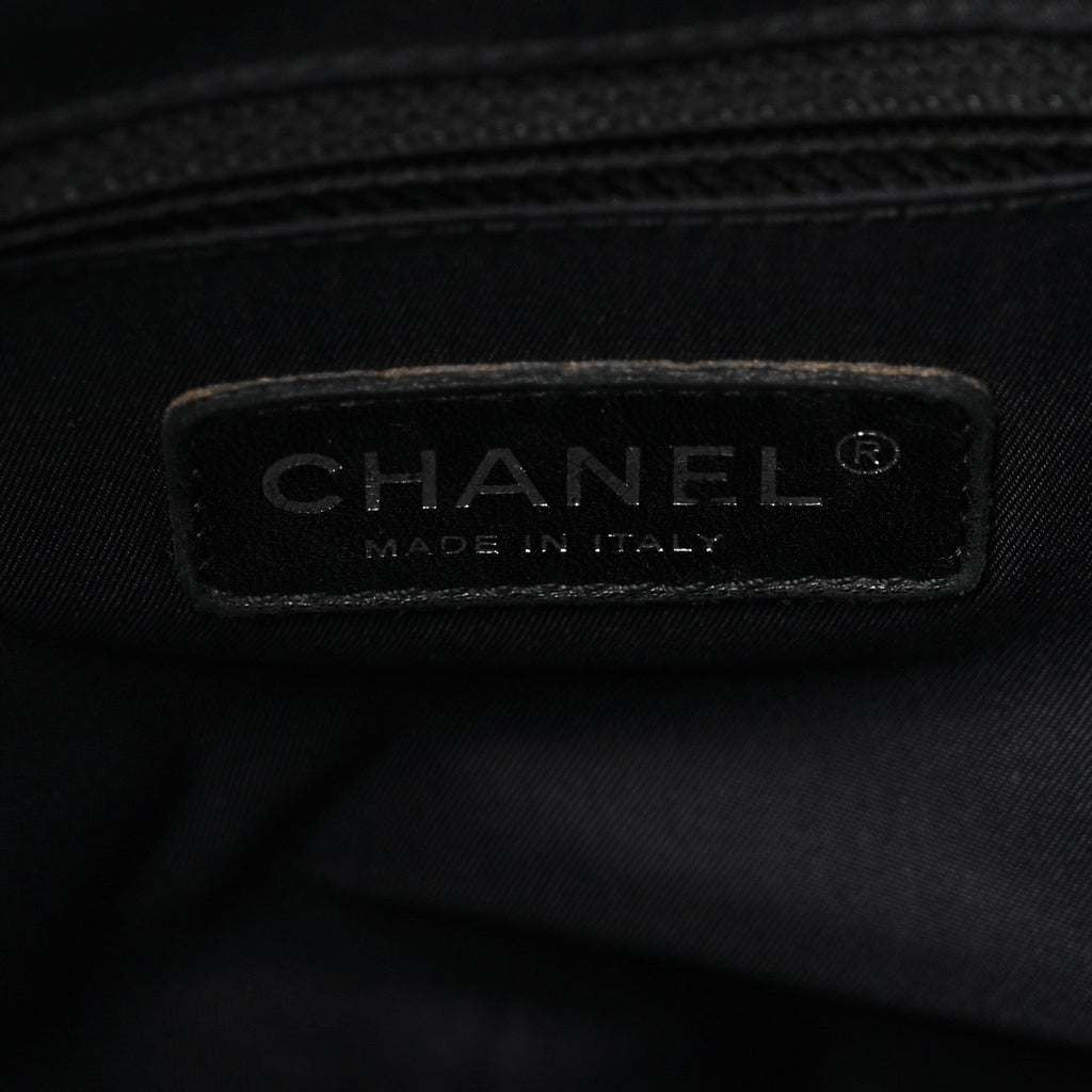 Chanel Coated Canvas Quilted Large Paris Biarritz Tote Black