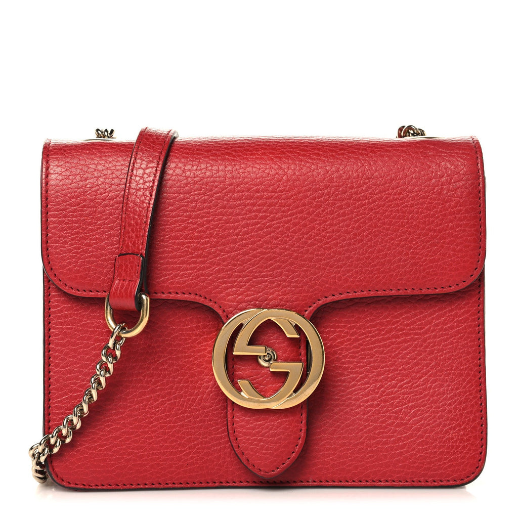 Gucci Dollar Calfskin Small Interlocking G Shoulder Bag Red