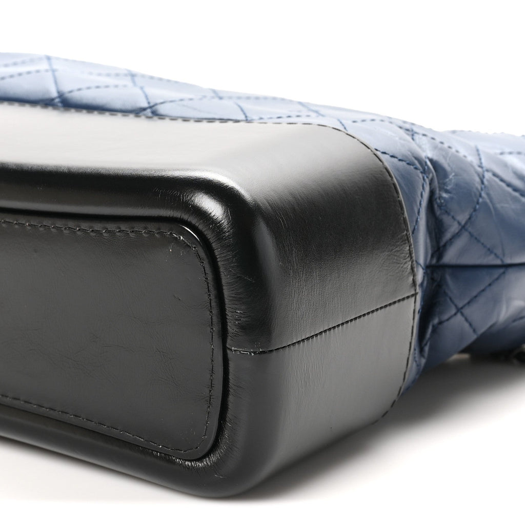 Chanel Aged Calfskin Quilted Medium Gabrielle Hobo Navy Black