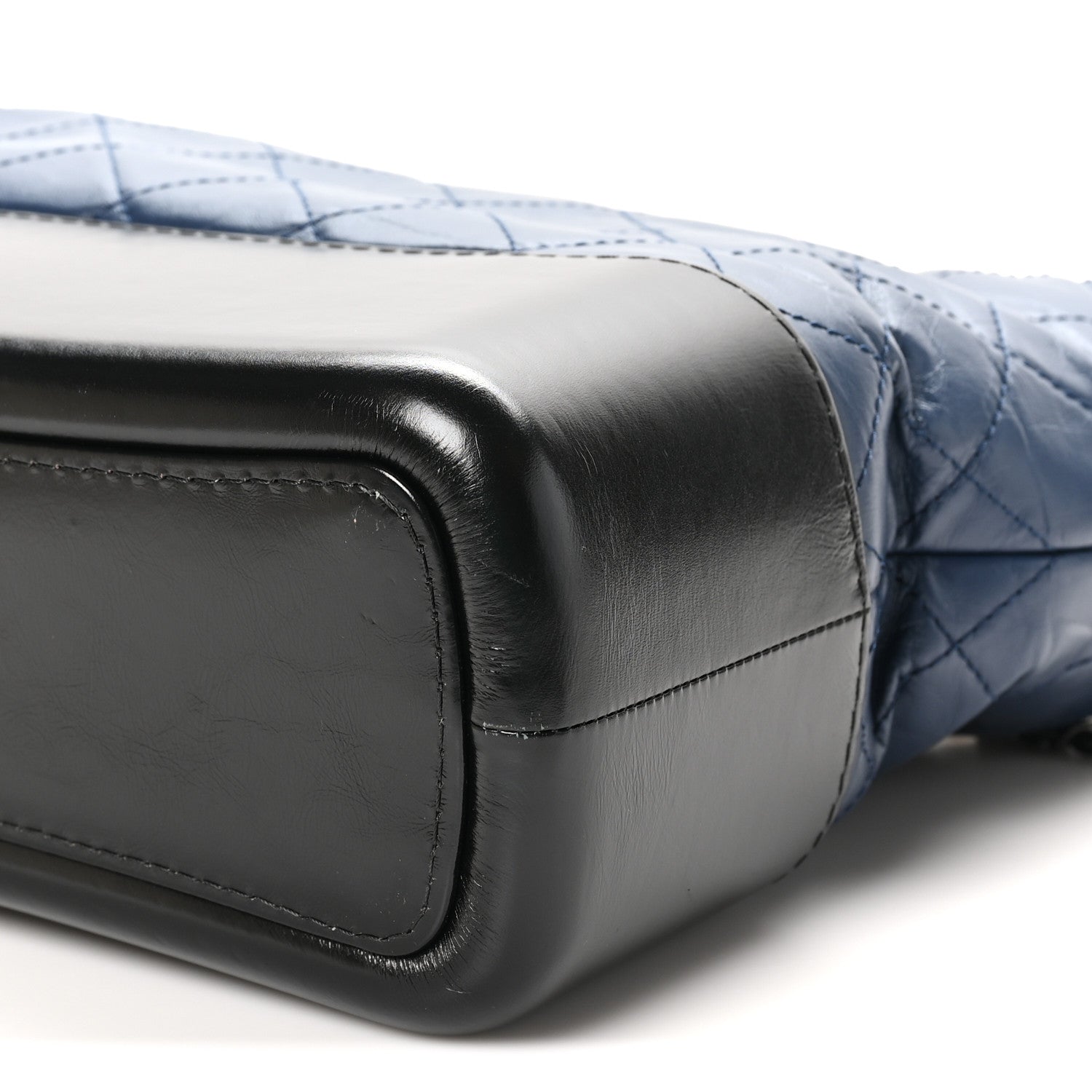 Chanel Aged Calfskin Quilted Medium Gabrielle Hobo Navy Black