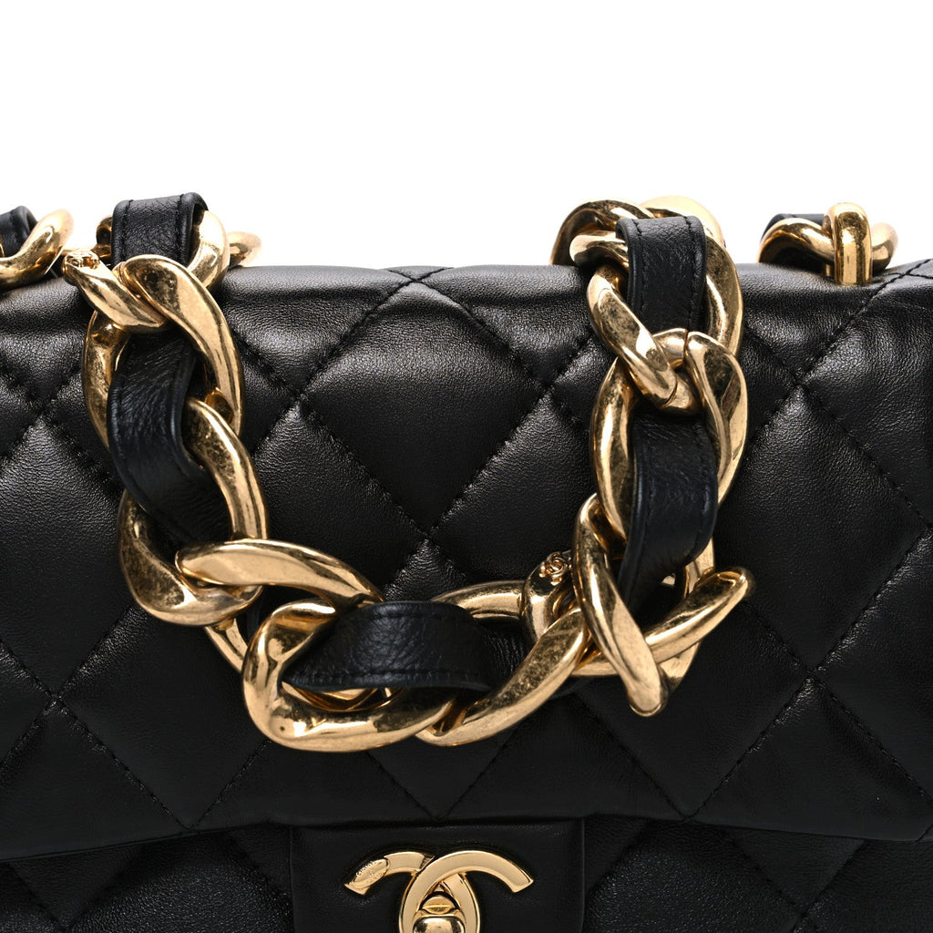 Chanel Lambskin Quilted Small Funky Town Flap Black