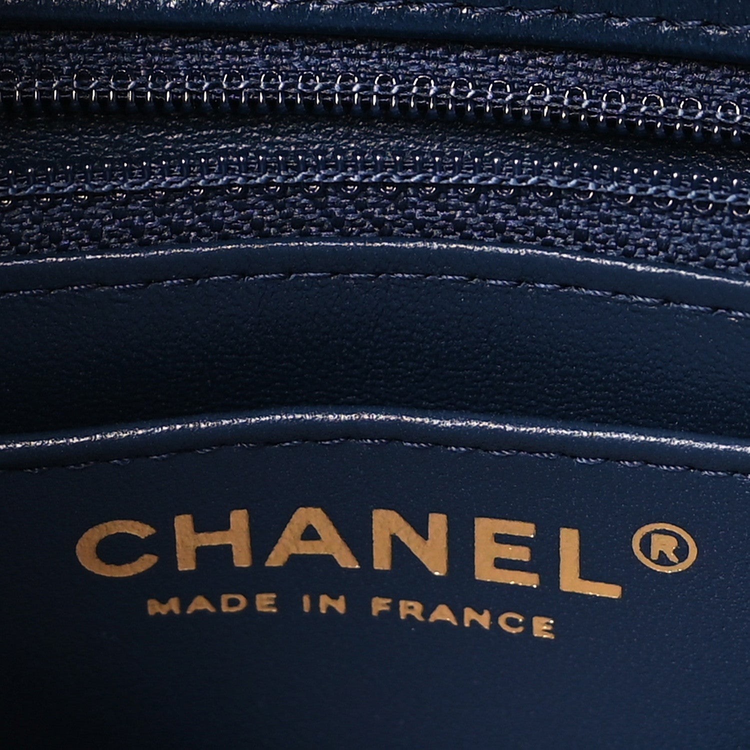 Chanel Printed Denim Quilted Mini Rectangular Flap Dark Blue