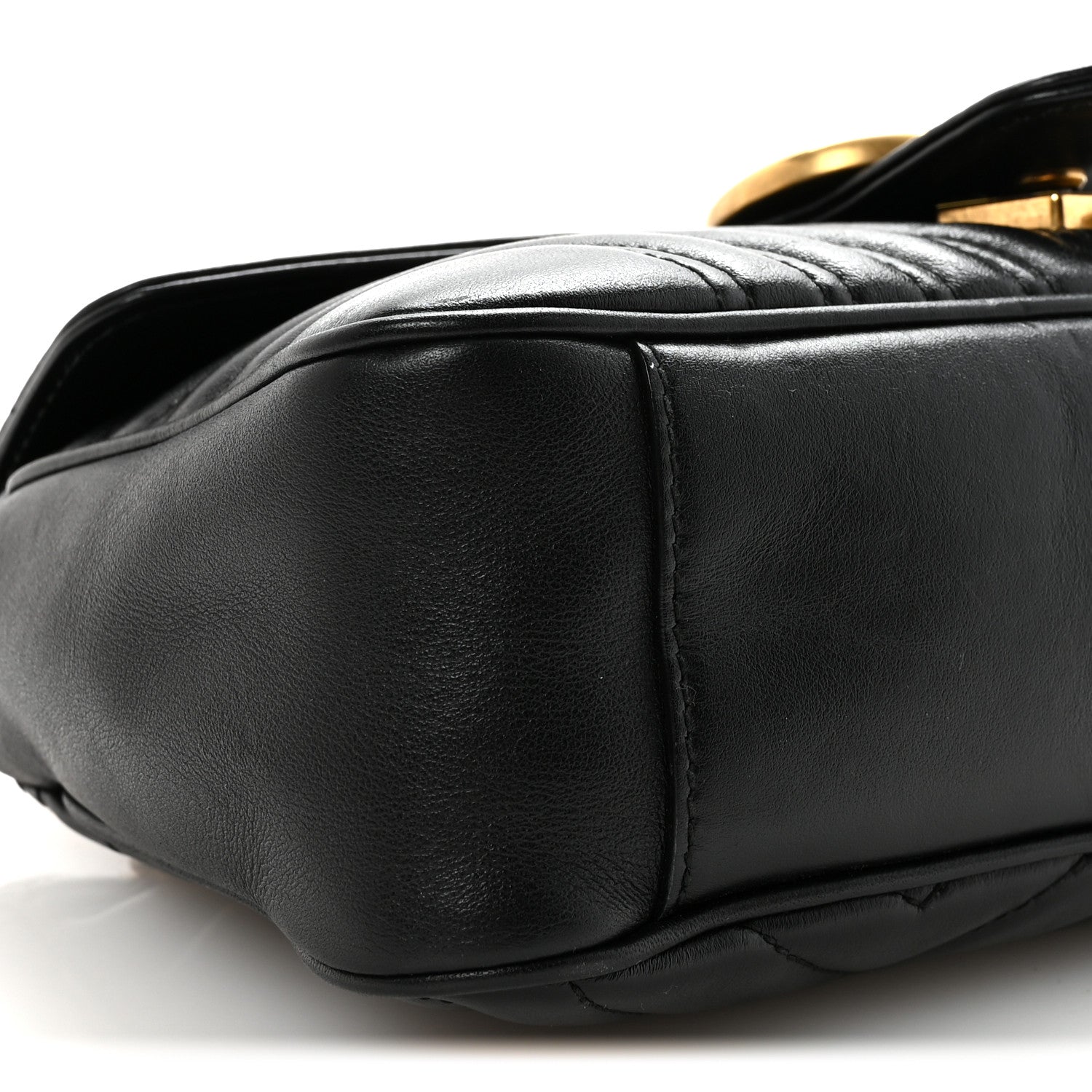 Gucci Calfskin Matelasse Small GG Marmont Shoulder Bag Black
