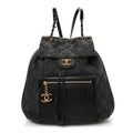 Chanel Denim Calfskin Quilted Backpack Dark Grey Black