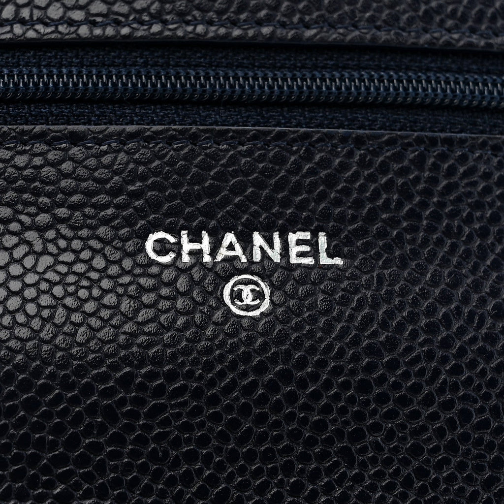 Chanel Caviar Quilted Wallet on Chain WOC Navy Blue