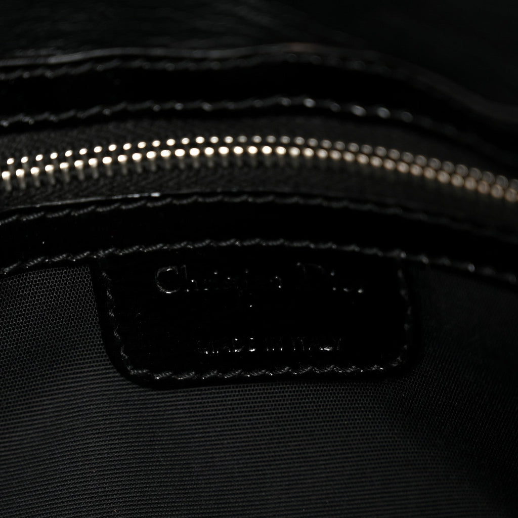 Christian Dior Patent Lambskin Cannage Rendezvous Flap Black