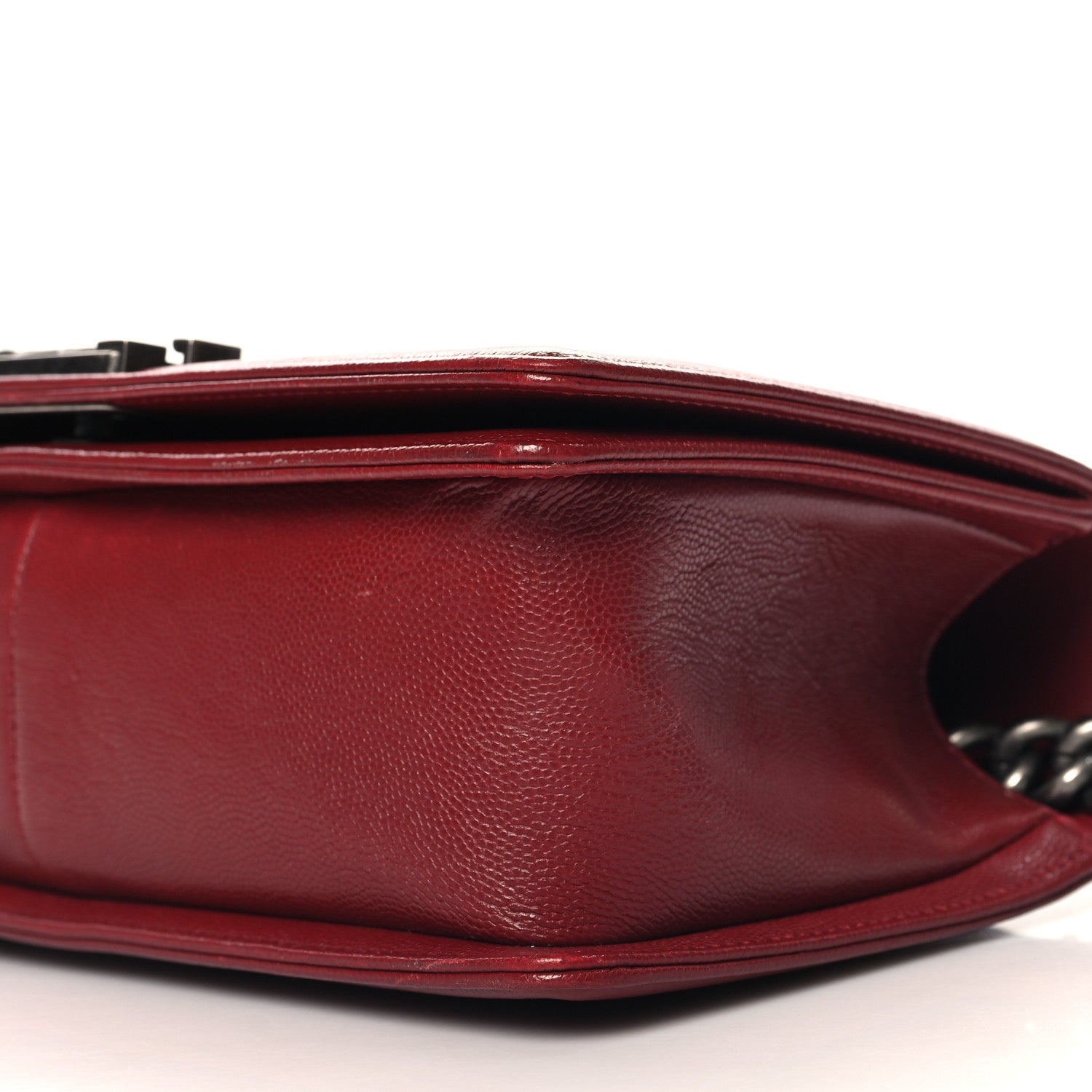Chanel Caviar Chevron Quilted Medium Boy Flap Red