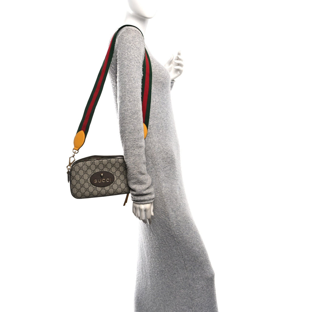 Gucci GG Supreme Monogram Web Neo Vintage Shoulder Bag Beige New Acero Crop