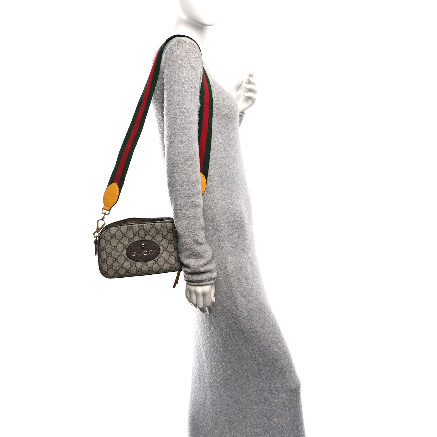 Gucci GG Supreme Monogram Web Neo Vintage Shoulder Bag Beige New Acero Crop