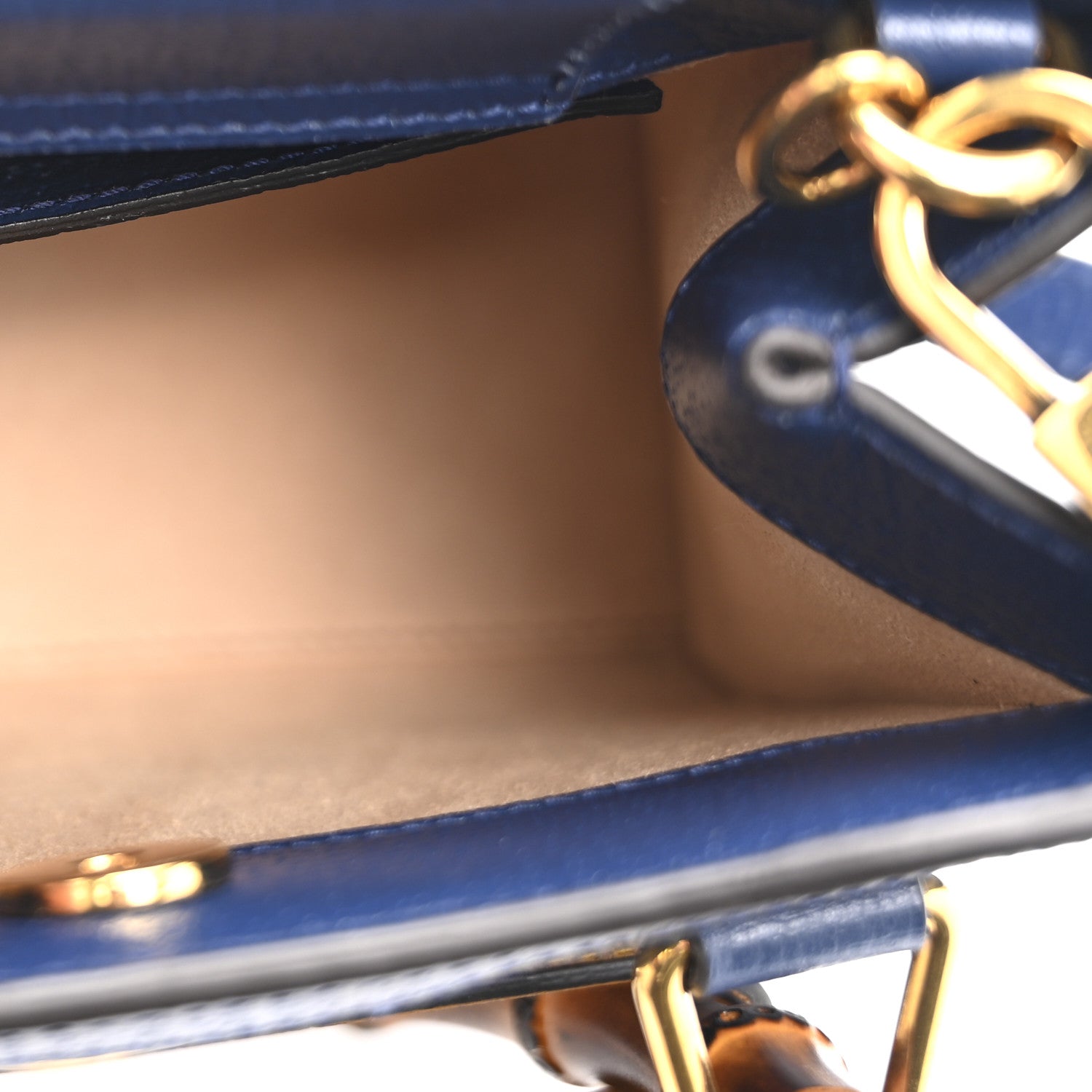 Gucci Textured Dollar Calfskin Web Mini Diana Tote Bag Royal Crop