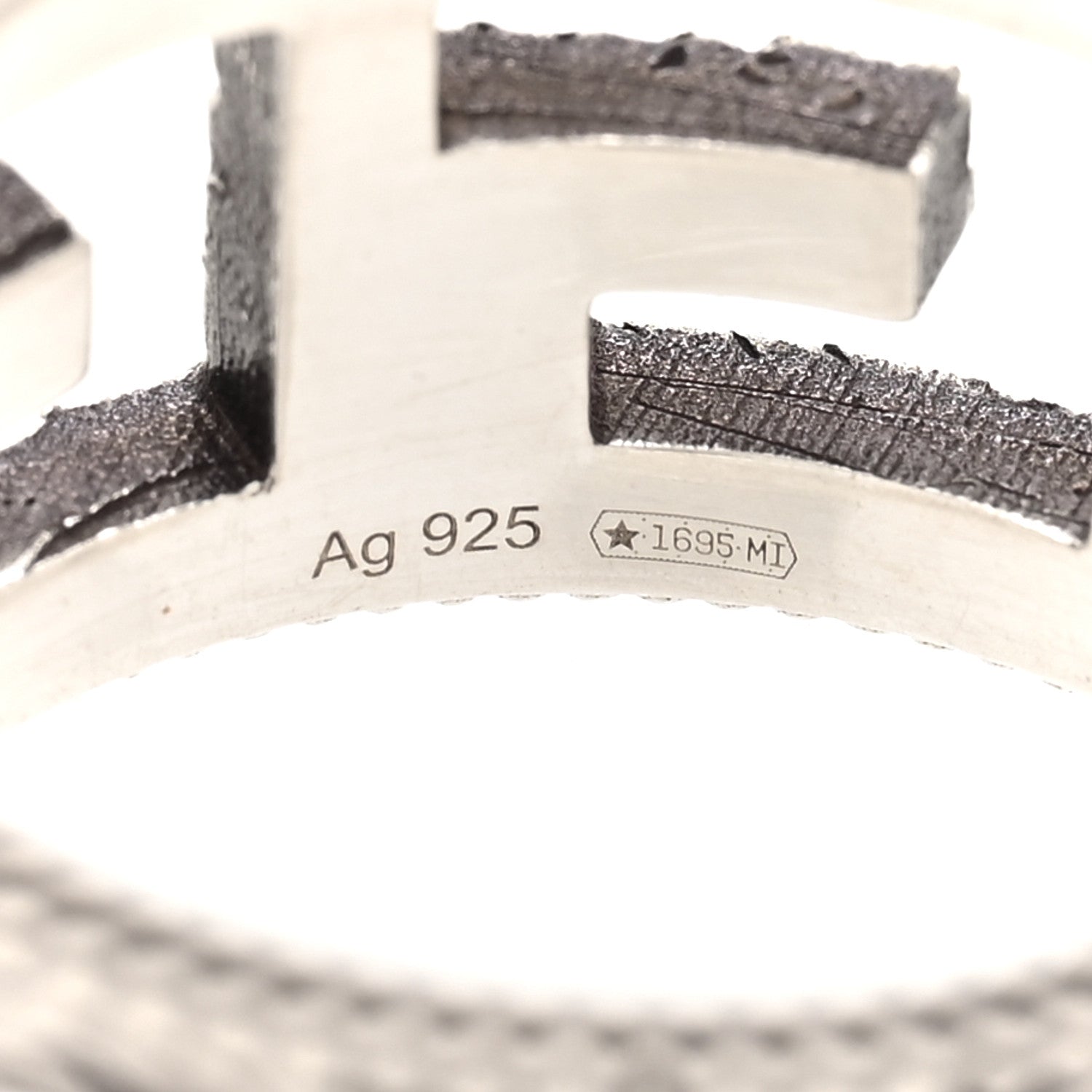 Gucci Sterling Silver Wide Square G Band Ring 53 6.5