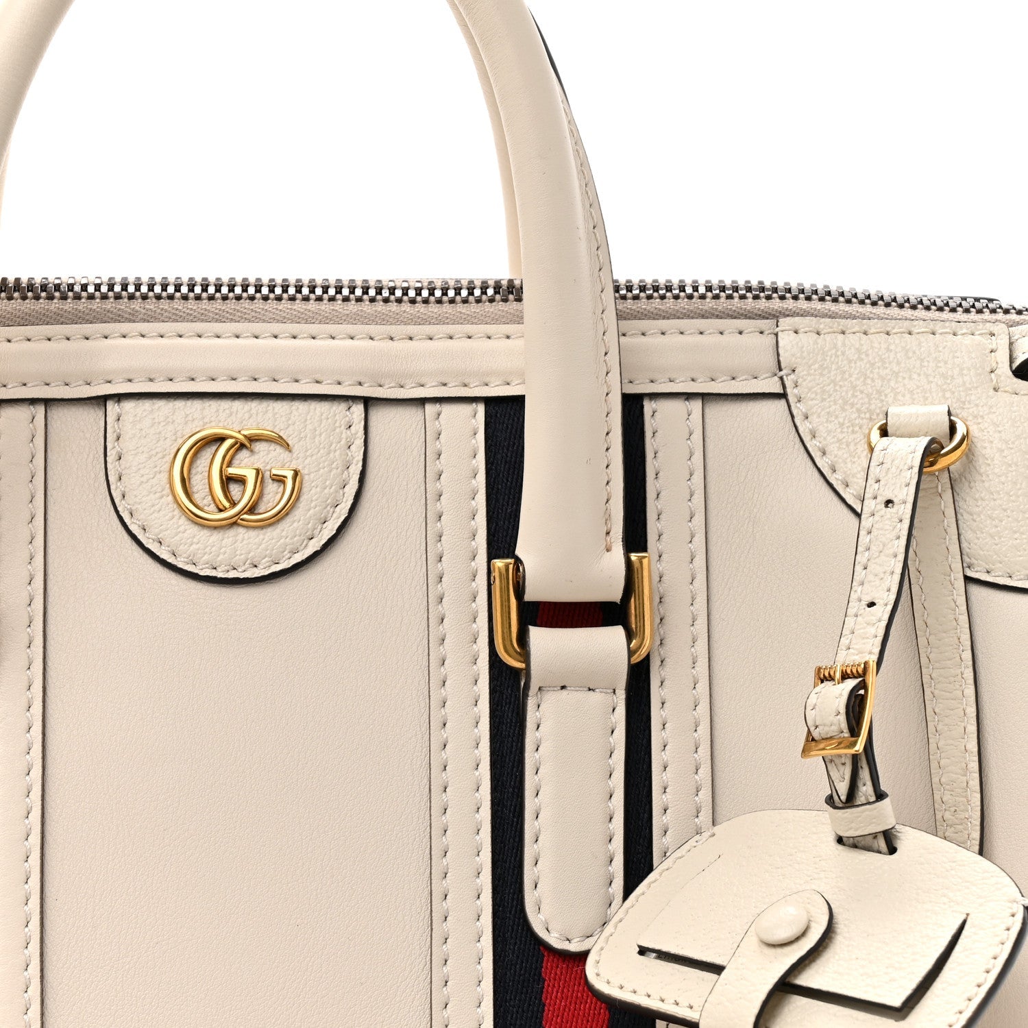 Gucci Koi Calfskin Medium Bauletto Duffle Top Handle Bag White