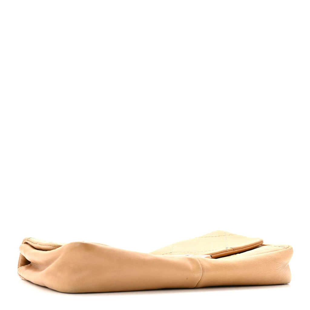 Chanel Lambskin Diamond Stitched CC CC East West Flap Beige