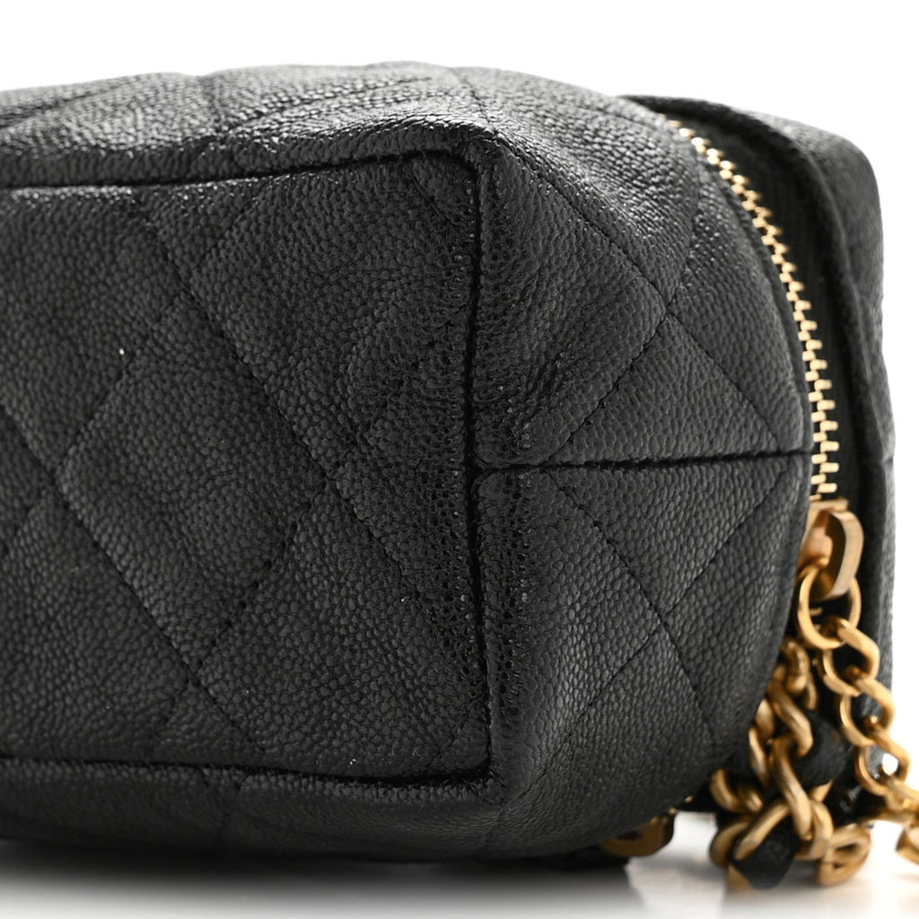 Chanel Caviar Quilted Mini Top Handle Vanity With Chain Black