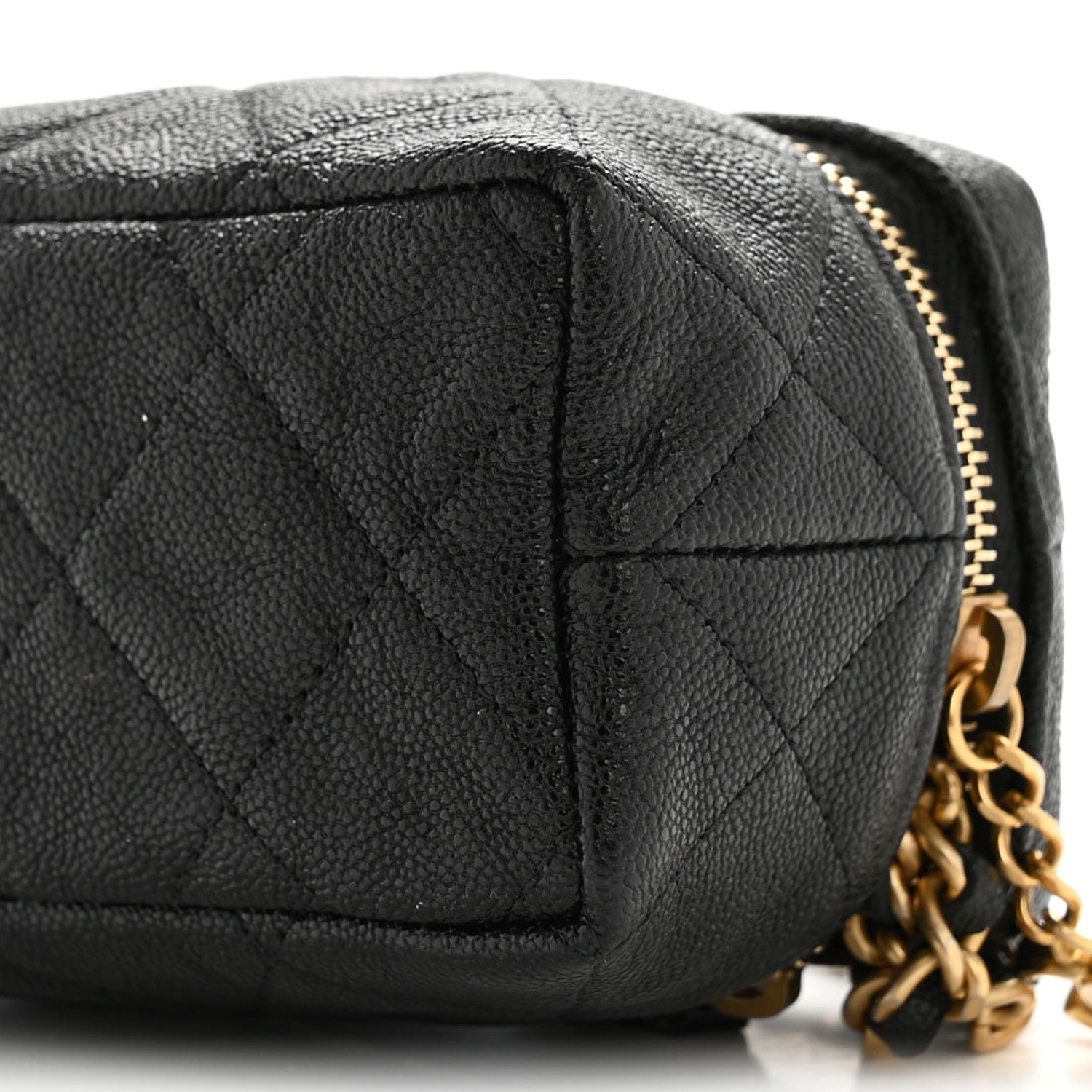 Chanel Caviar Quilted Mini Top Handle Vanity With Chain Black
