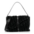 Christian Dior Oblique Mink Fur Saddle Soft Bag Dark Grey