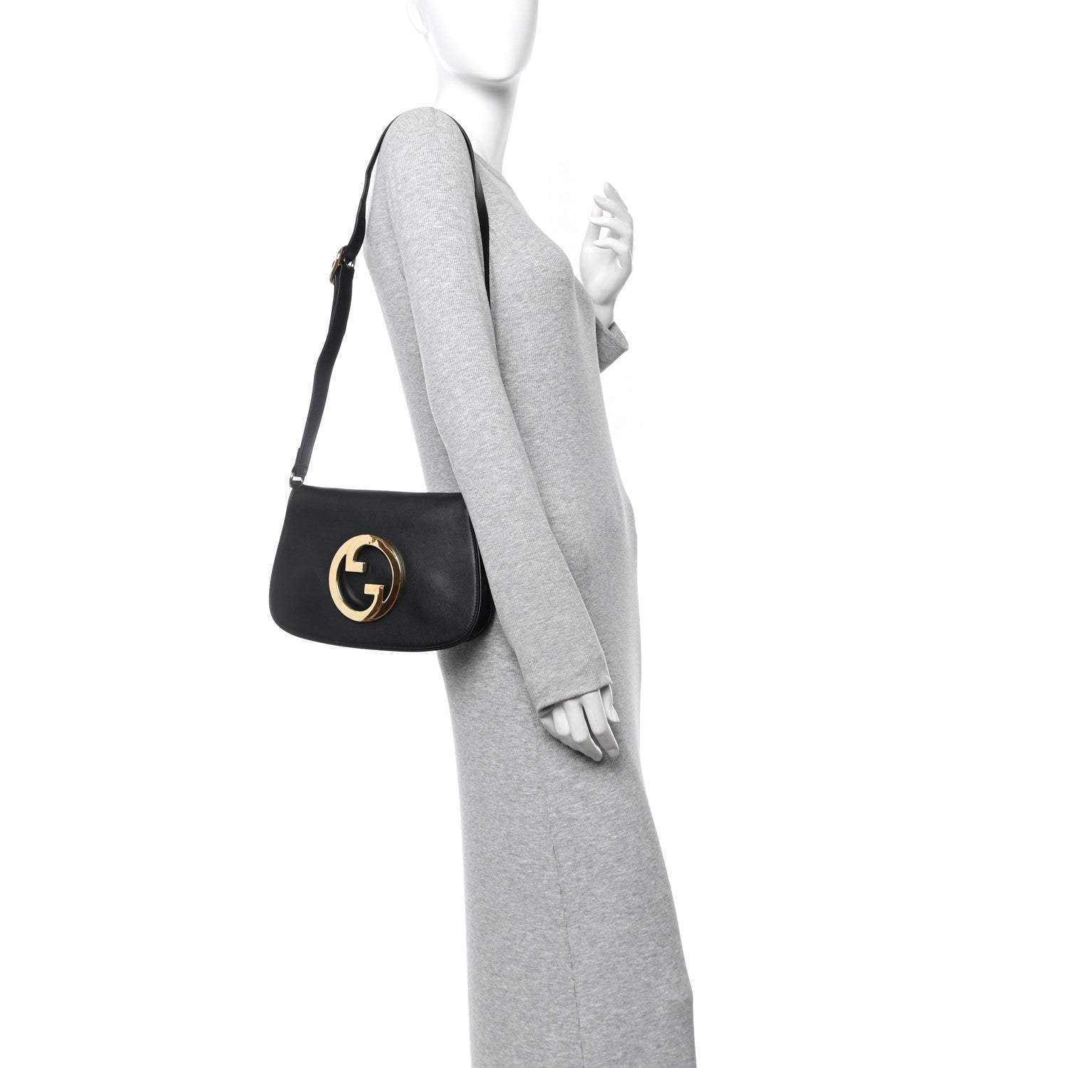 Gucci Roxy Calfskin Blondie Chain Shoulder Flap Bag Black