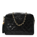Chanel Lizard Quilted Small Tassel Camera Case Black