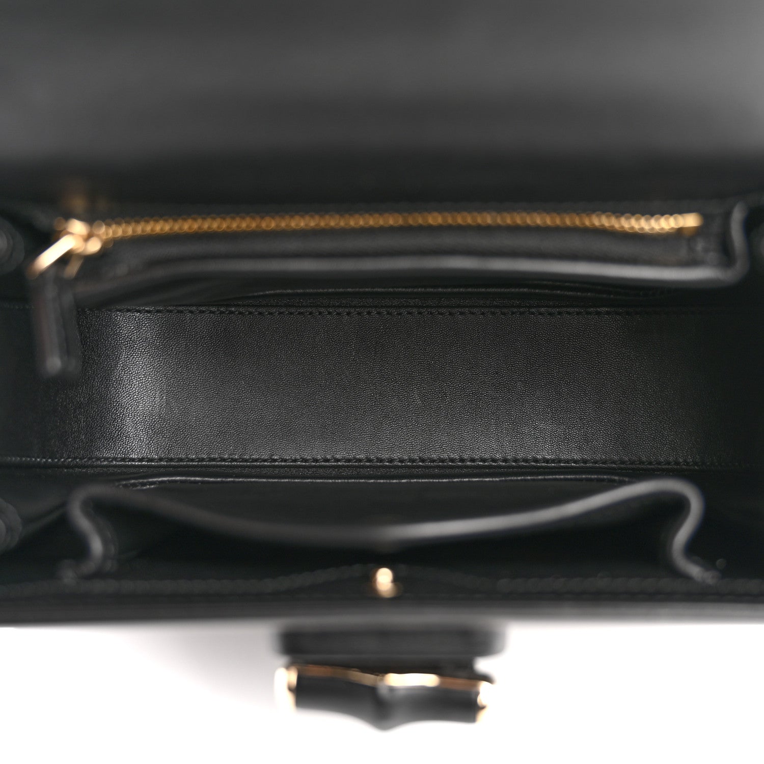 Gucci Boarded Dyana Lux Calfskin Web Monochrome Small Bamboo 1947 Top Handle Bag Black