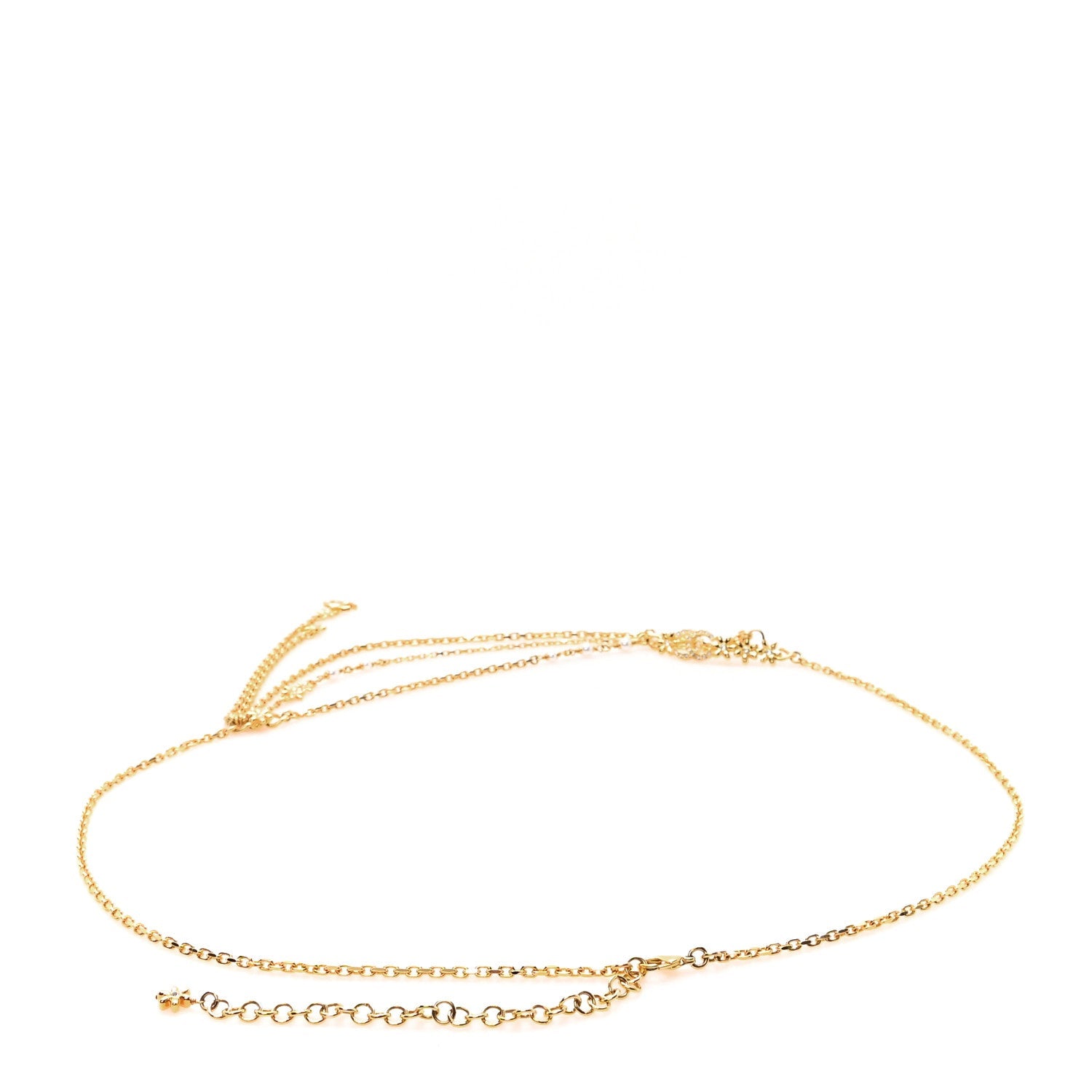 Pearl Crystal CC Flower Chain Belt 85 34 Gold Pearly White