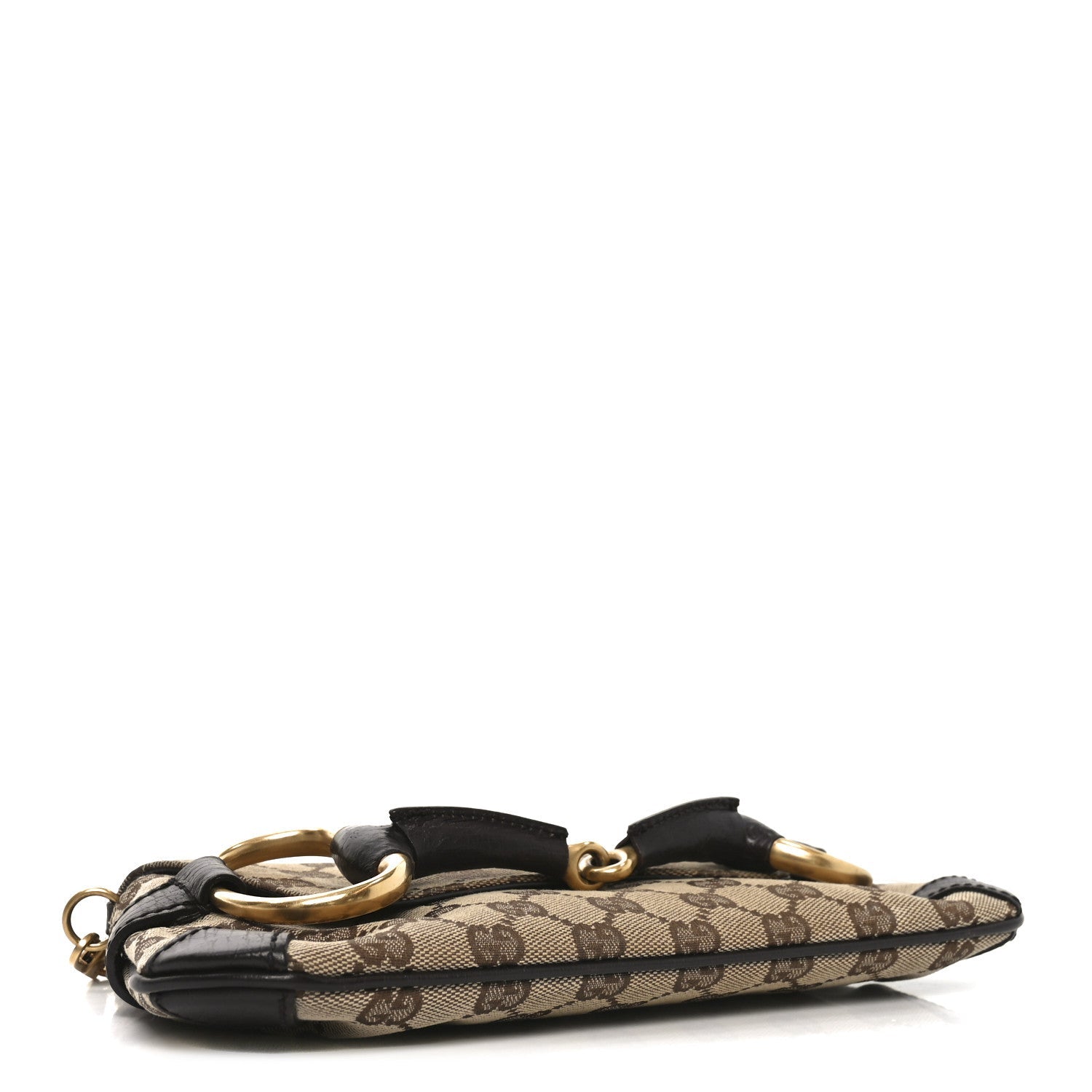 Gucci Monogram Horsebit Clutch Dark Brown