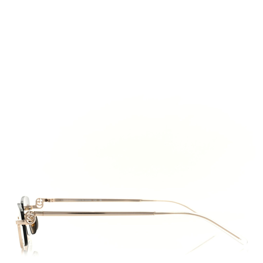 Gucci Metal Rectangular Frame Sunglasses GG1278S Brown Gold