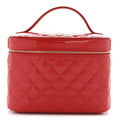 Patent Calfskin Quilted Large Vanity Pouch Red