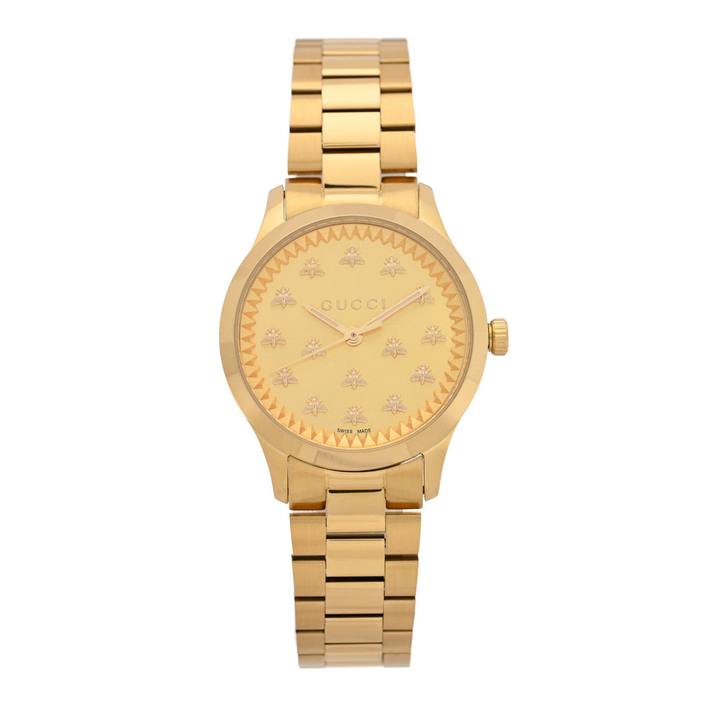 Gucci Stainless Steel 32mm G-Timeless Bee Quartz Watch Gold
