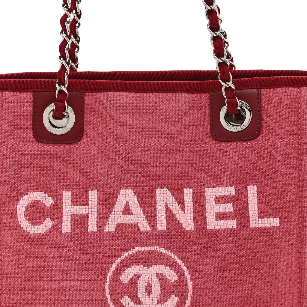 Chanel Canvas Mini Deauville Tote Red