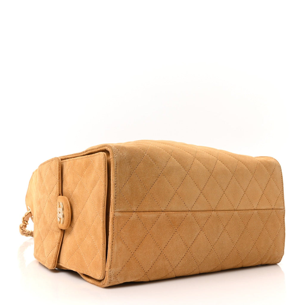 Chanel Suede Quilted Medium Chanel 25 Handbag Beige