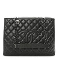 Chanel Caviar Quilted Grand Shopping Tote GST Dark Silver