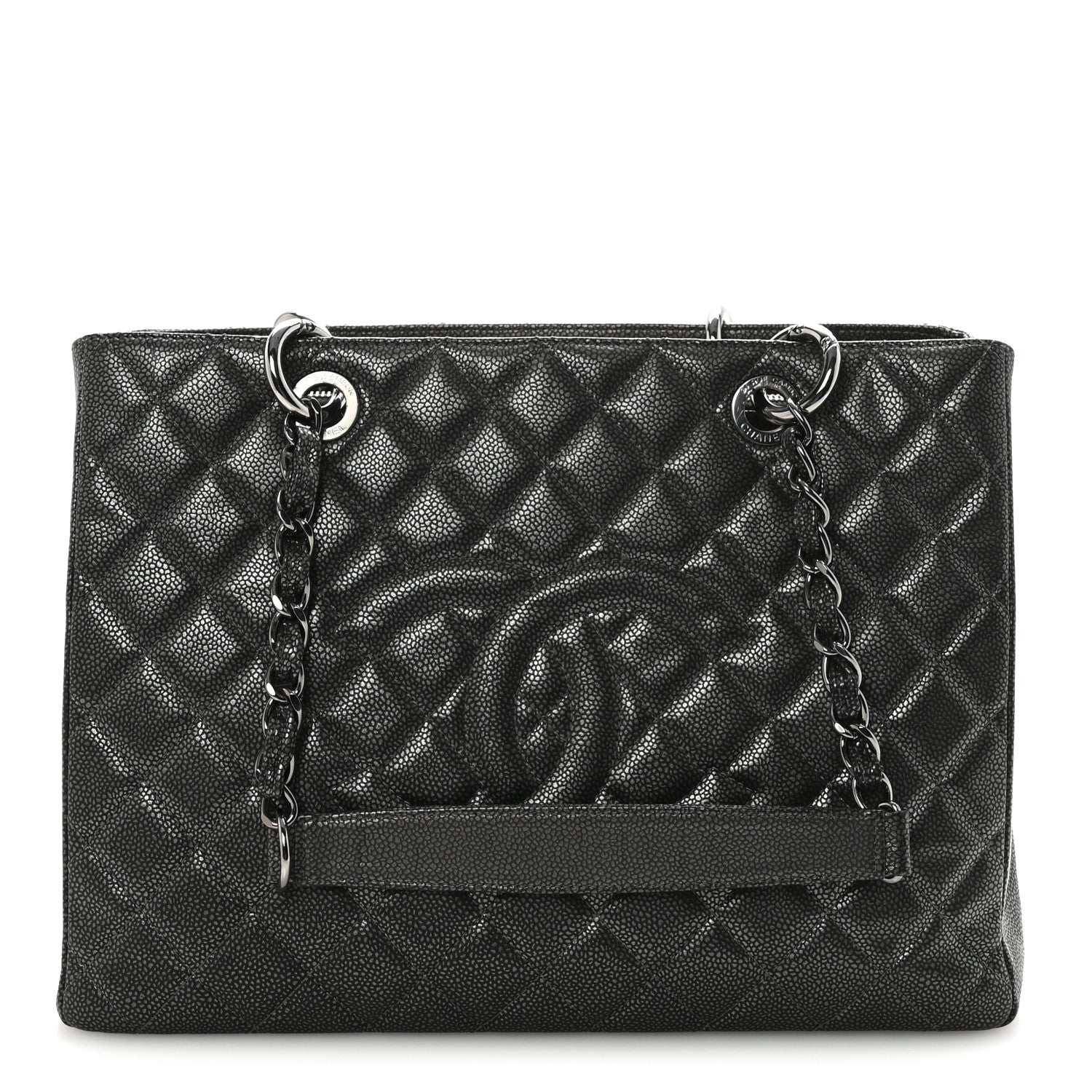 Chanel Caviar Quilted Grand Shopping Tote GST Dark Silver