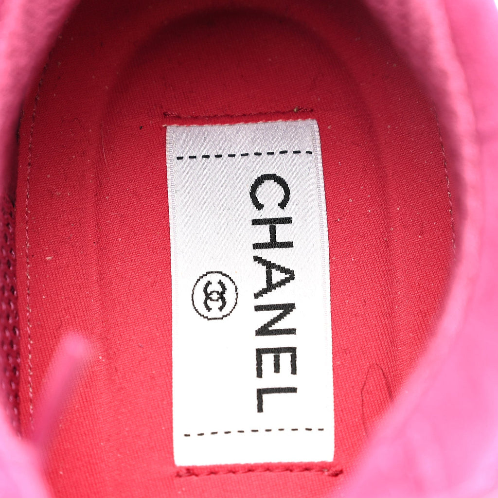 Chanel Suede Calfskin Logo Sneakers 41 Dark Pink
