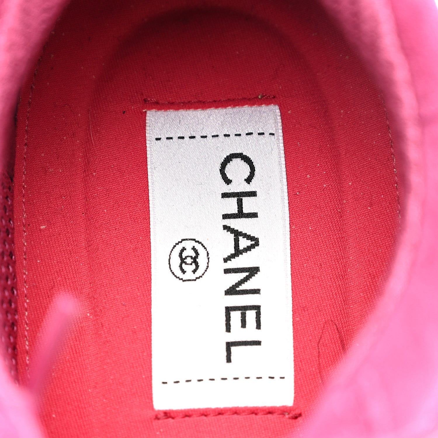 Chanel Suede Calfskin Logo Sneakers 41 Dark Pink