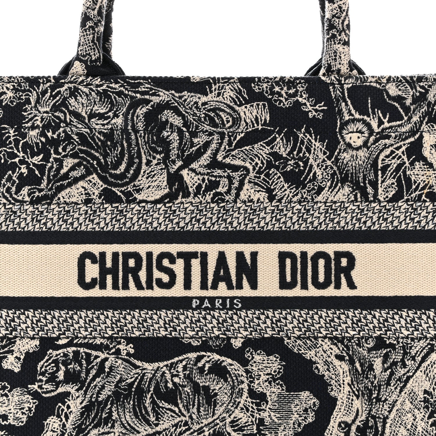 Christian Dior Canvas Embroidered Small Dioriviera Toile De Jouy Book Tote Blue