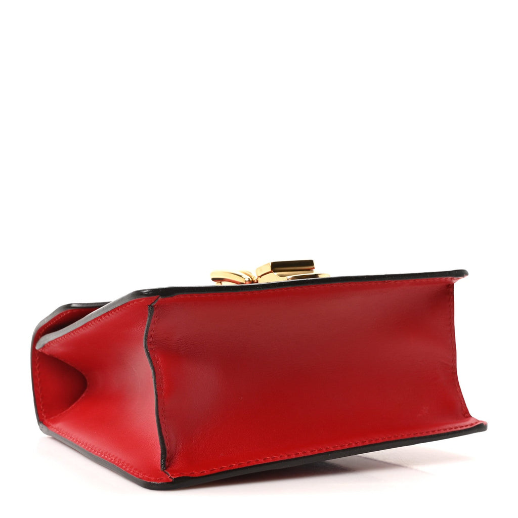 Gucci Calfskin Mini Sylvie Chain Shoulder Bag Hibiscus Red