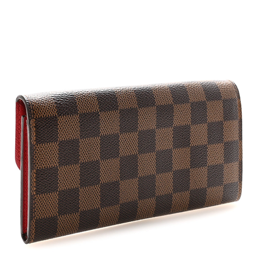 Louis Vuitton Damier Ebene Emilie Wallet Red