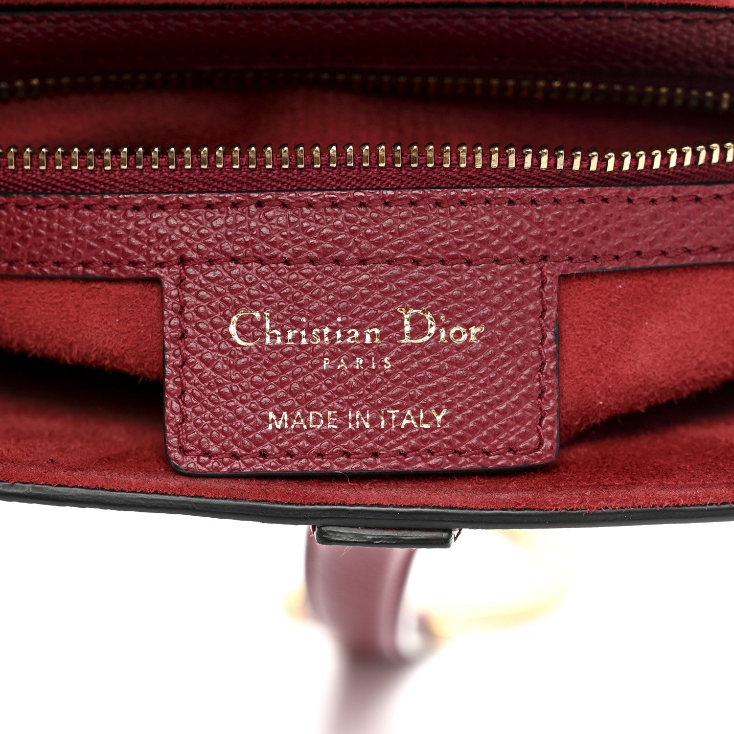 Christian Dior Grained Calfskin Saddle Bag Red