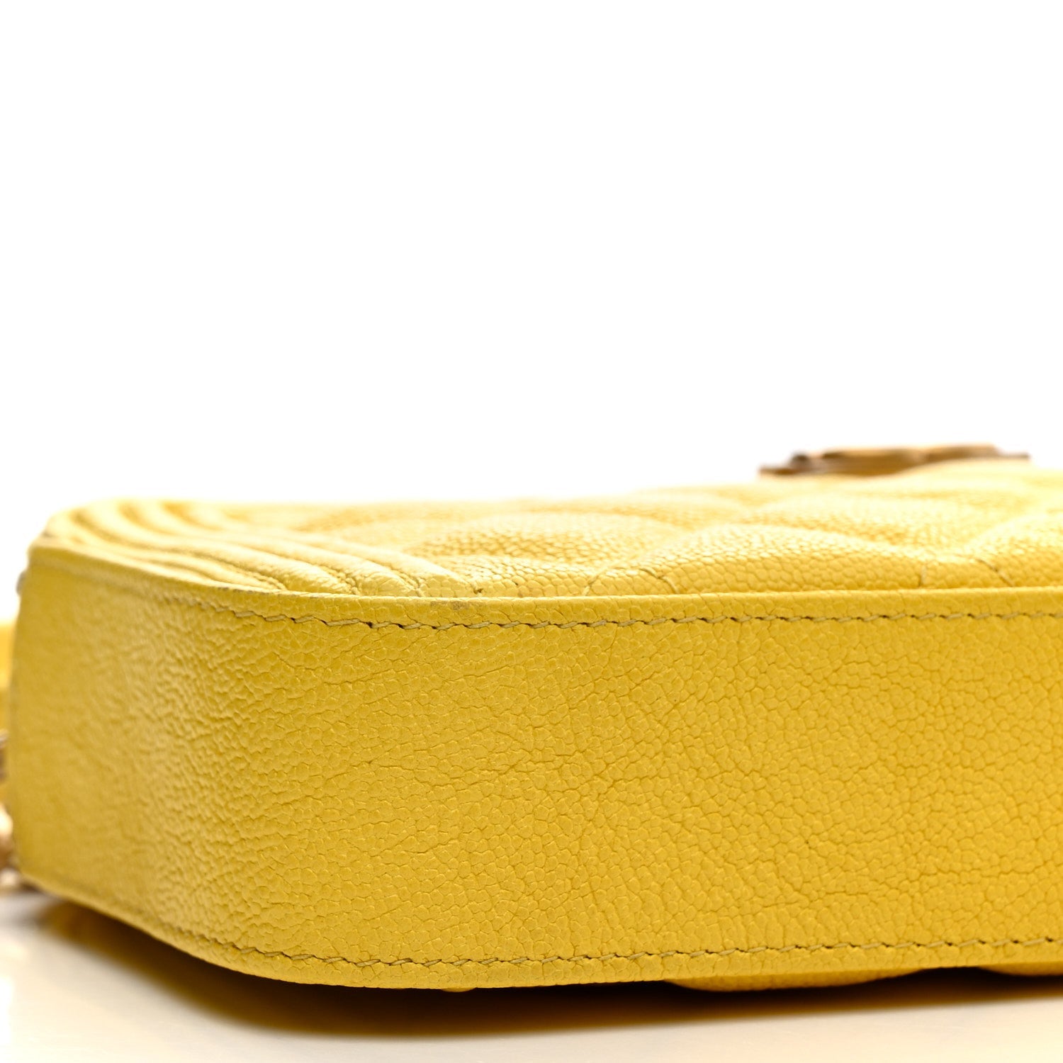 Chanel Caviar Quilted Small Boy Clutch With Chain Yellow