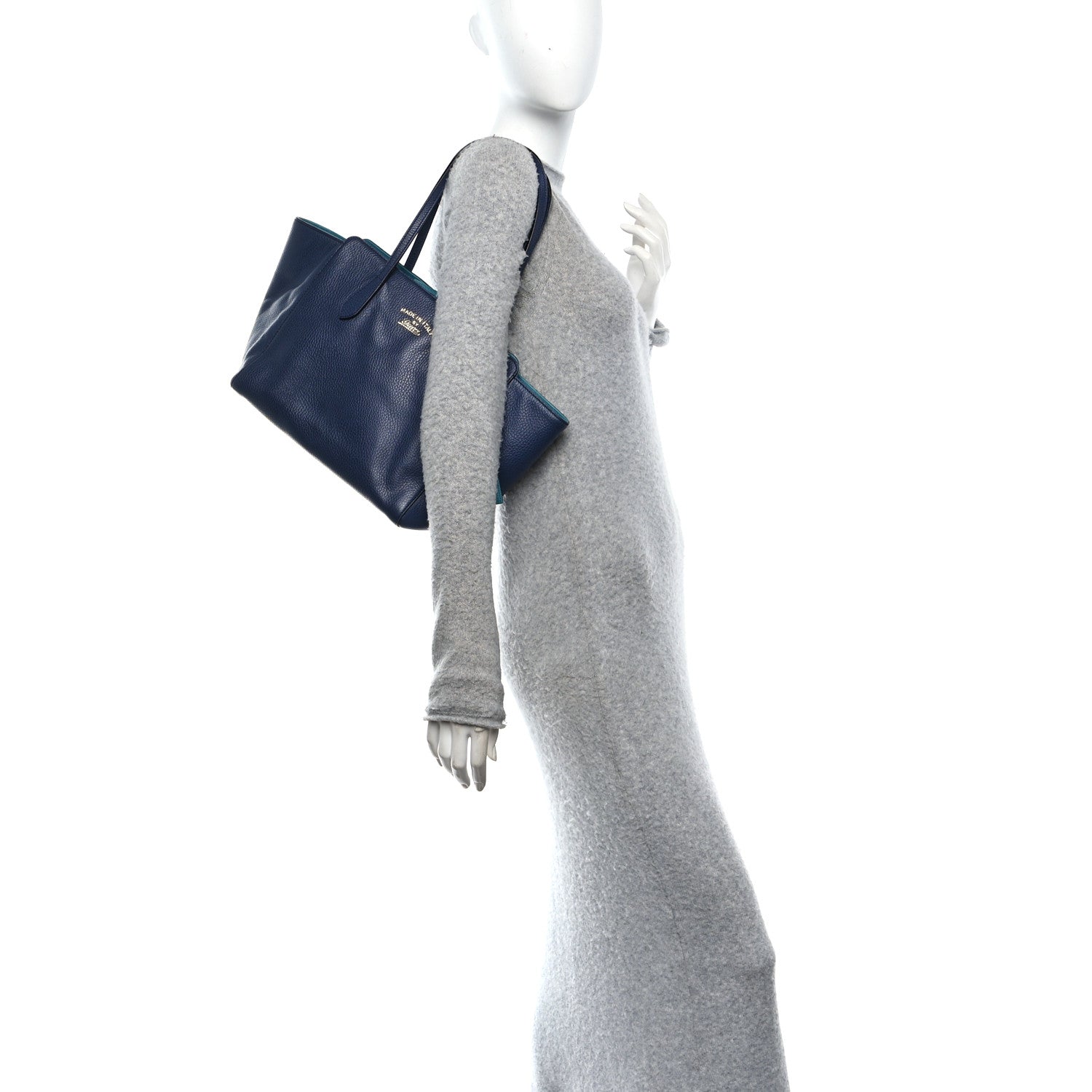 Gucci Dollar Calfskin Small Swing Tote Classic Marine Deep Cobalt