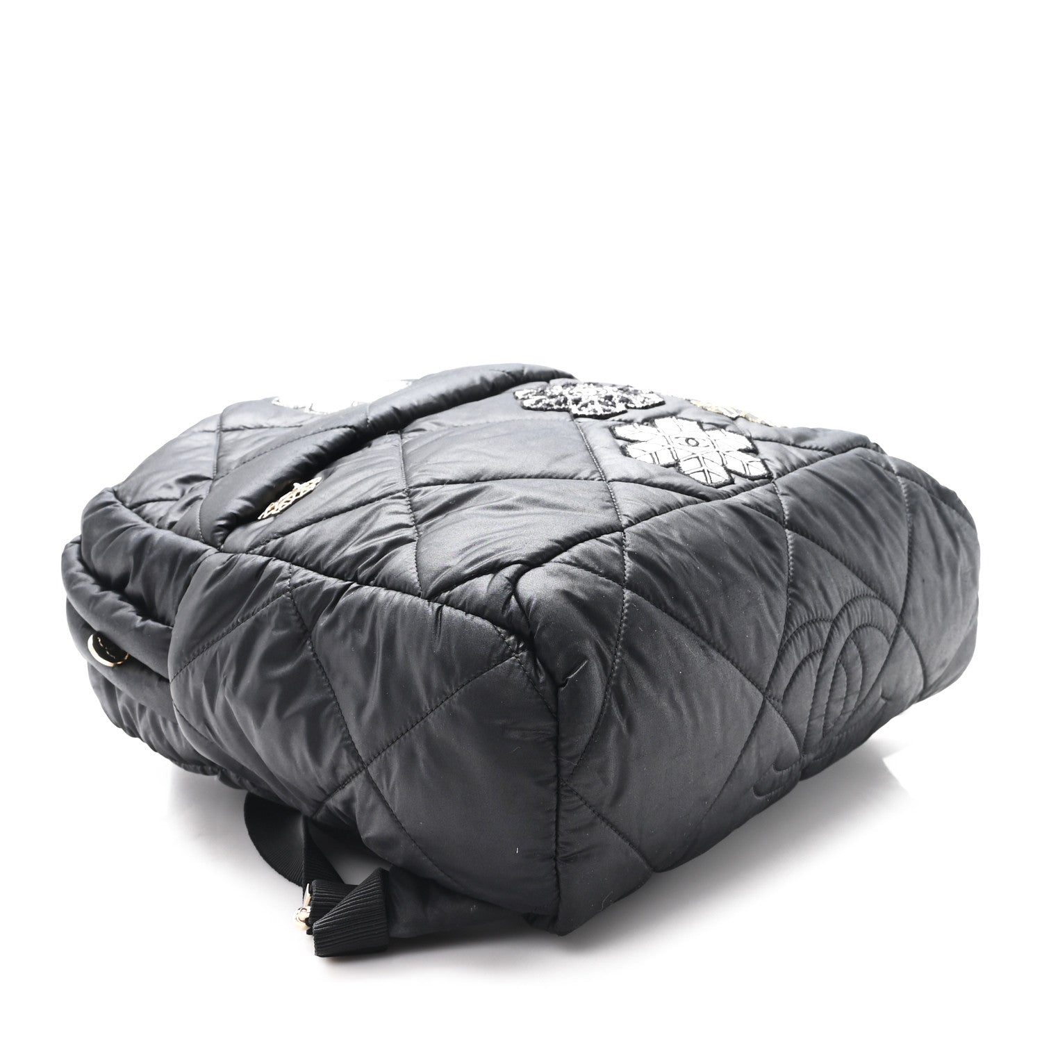 Chanel Nylon Tweed Quilted Small Coco Neige Snowflake Backpack Black