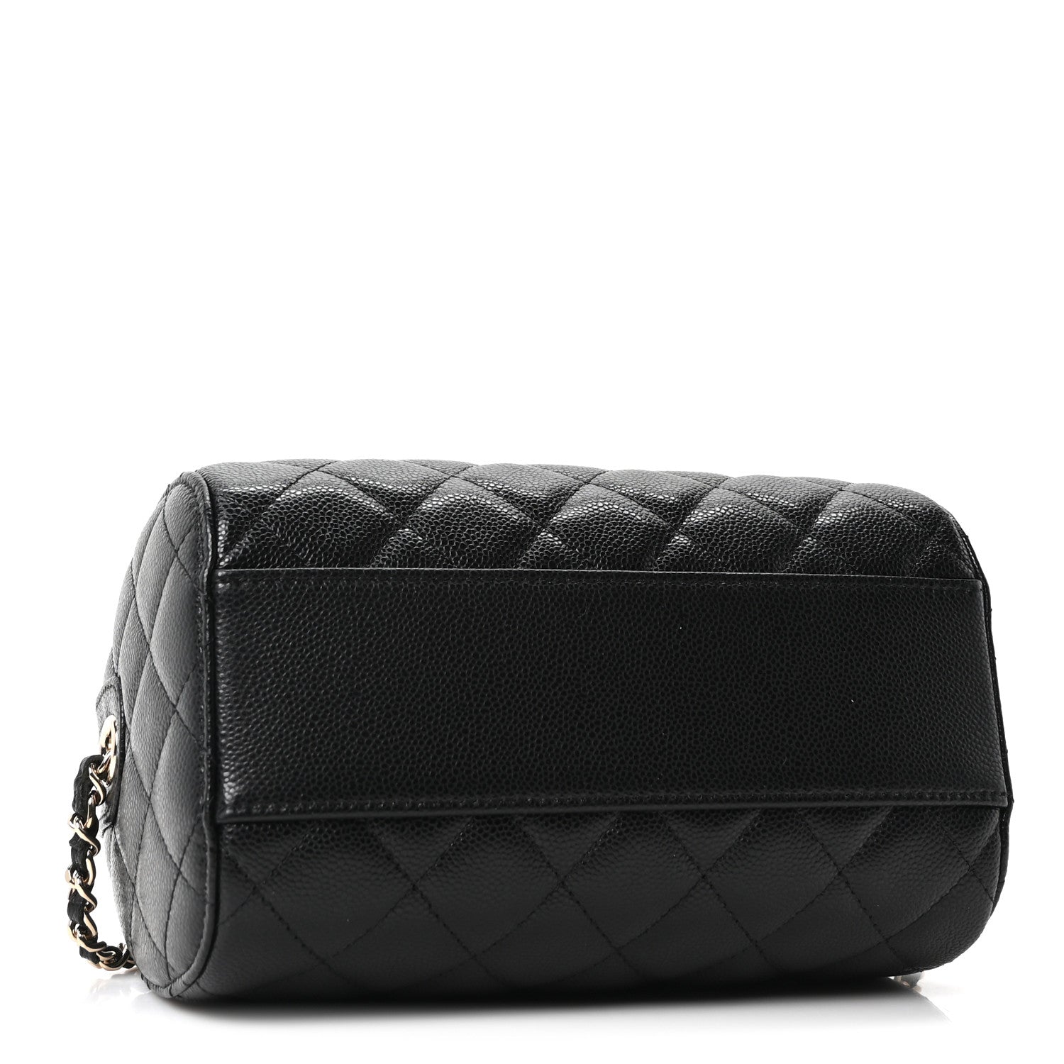 Chanel Caviar Quilted Barrel Clutch With Chain Black