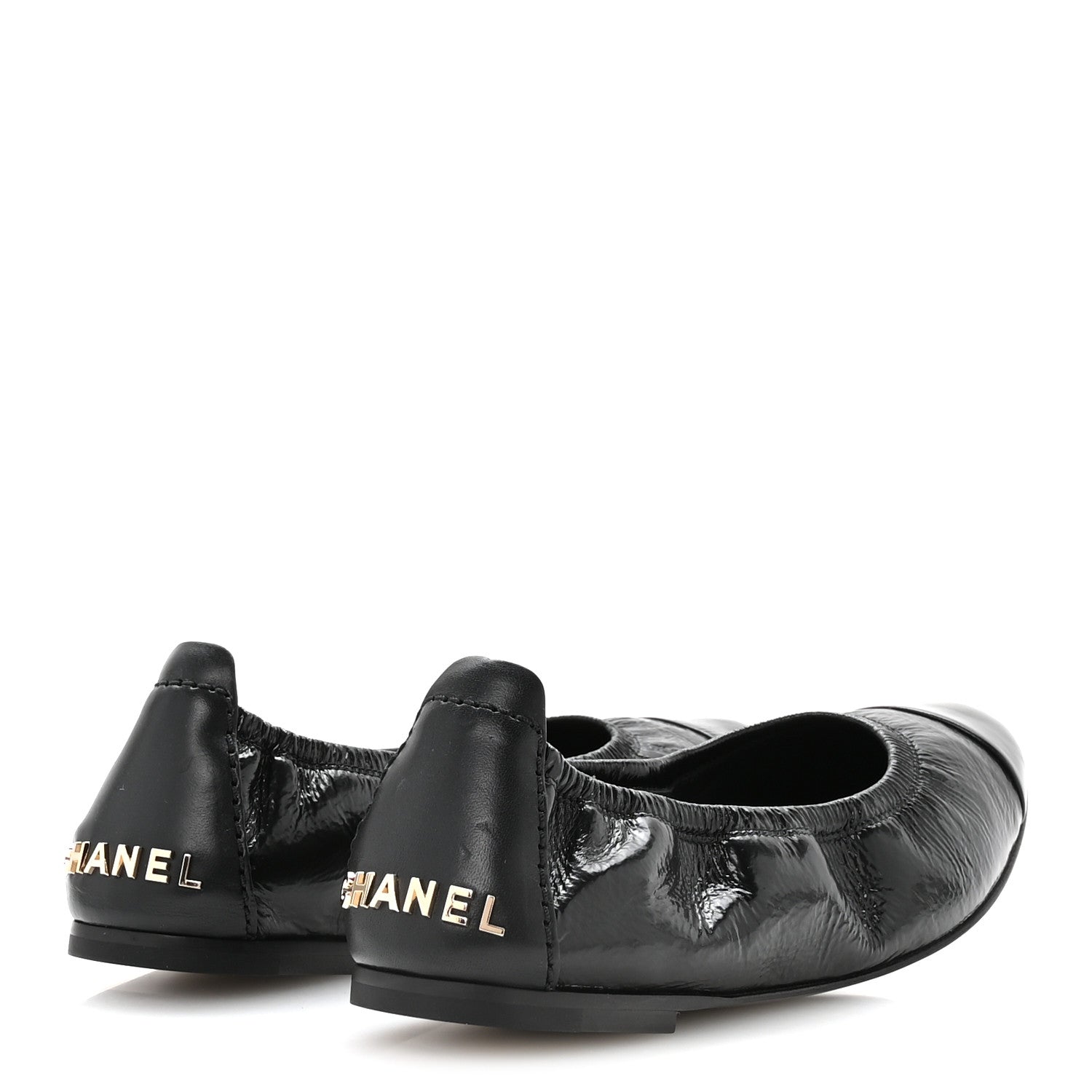 Lambskin Shiny Goatskin Calfskin Ballerina Flats 39.5 Black