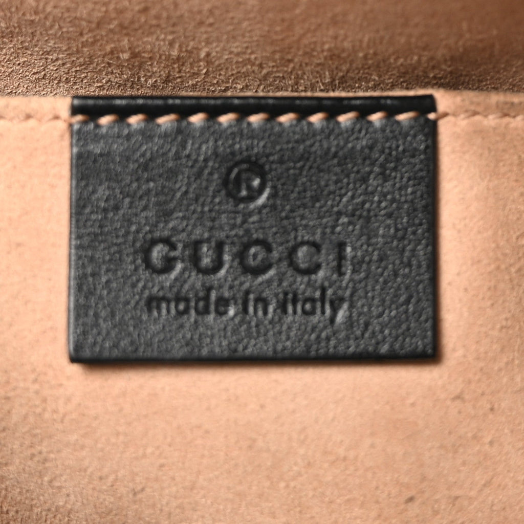Gucci Calfskin Matelasse Small GG Marmont Chain Shoulder Bag Black