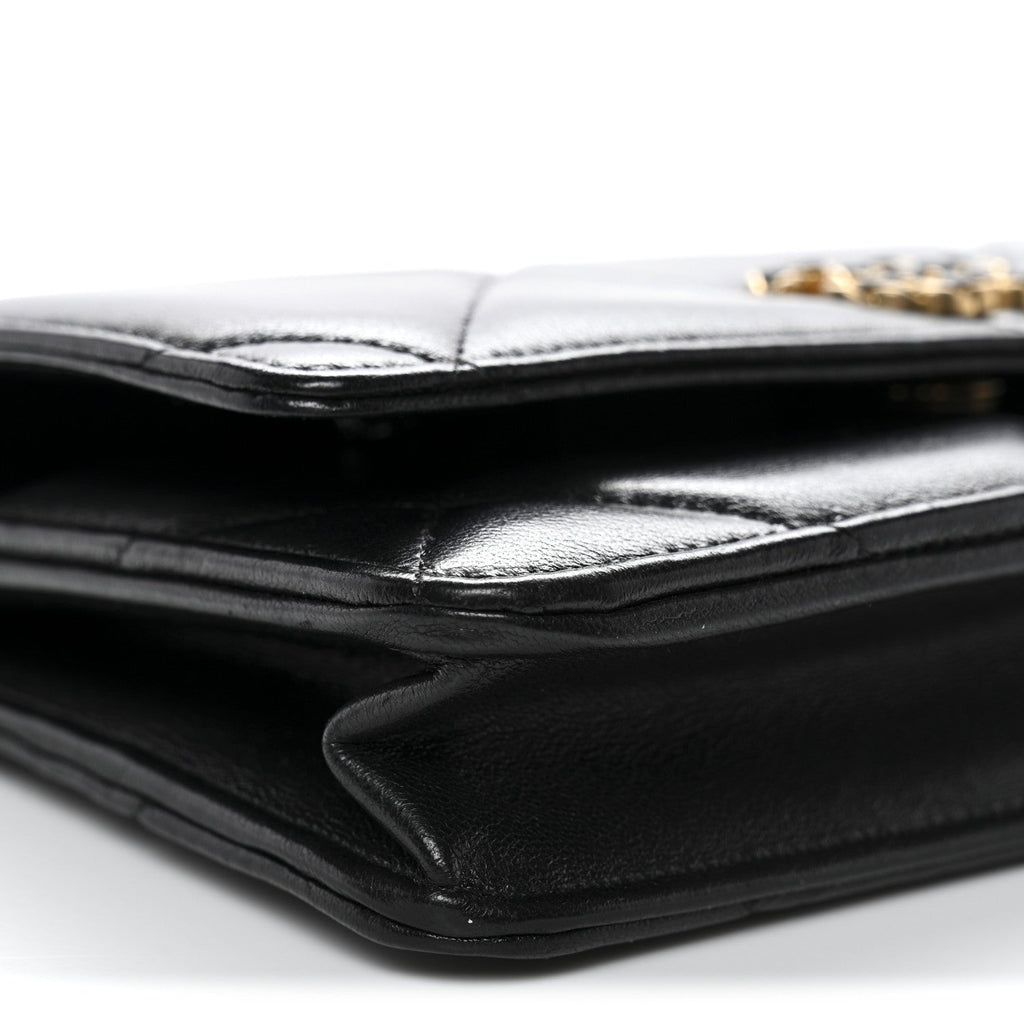 Chanel Lambskin Quilted Chanel 19 Wallet On Chain WOC Black