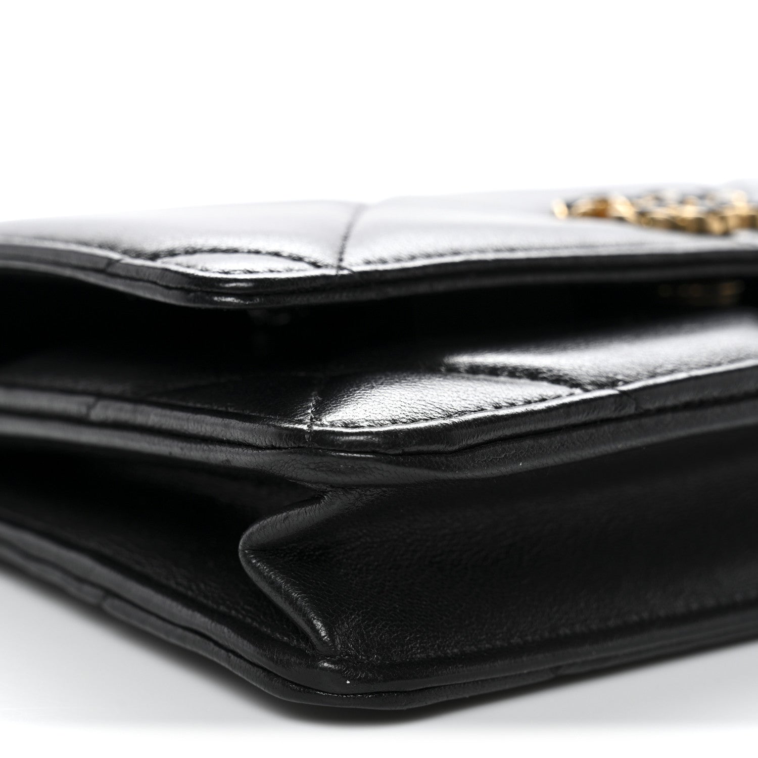 Chanel Lambskin Quilted Chanel 19 Wallet On Chain WOC Black