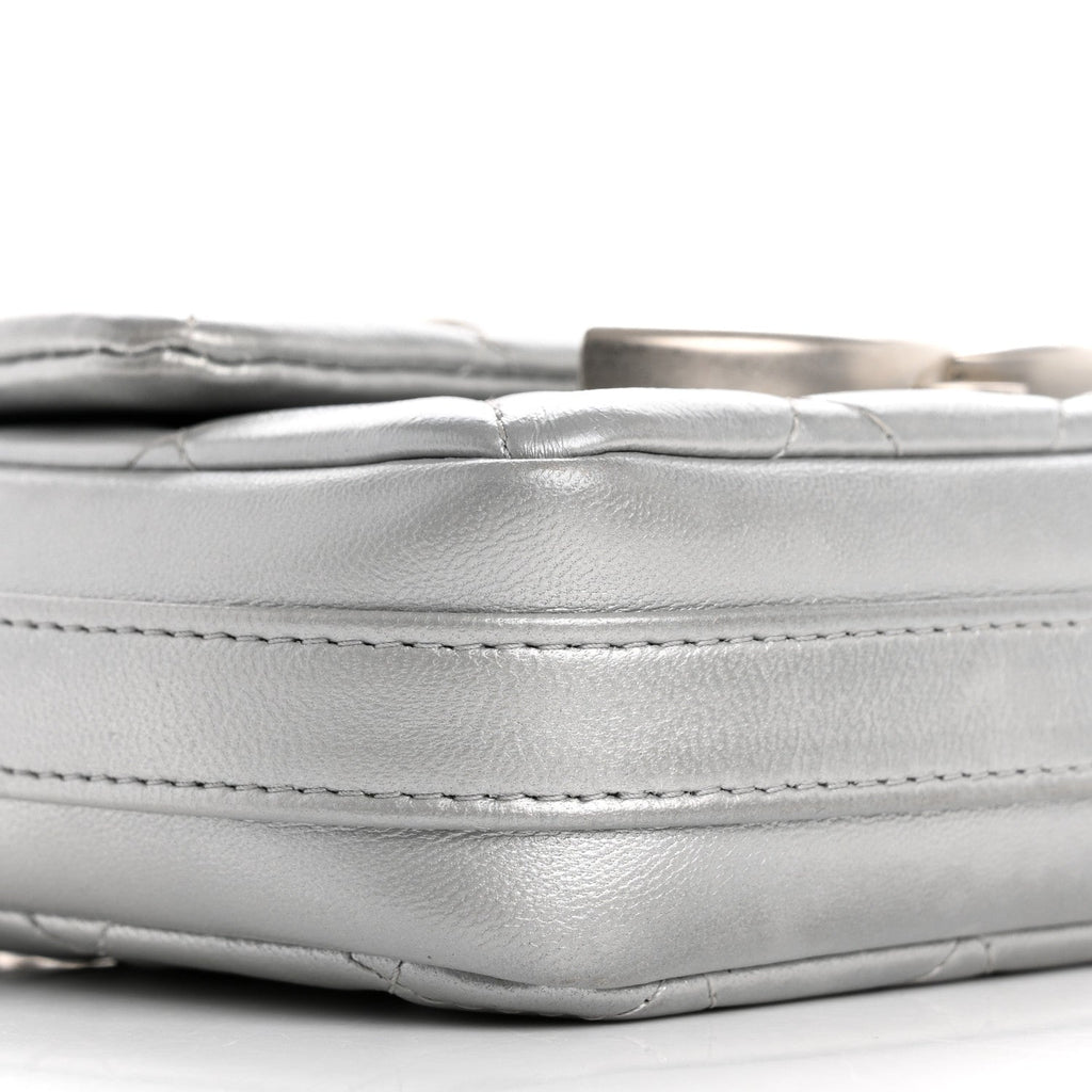 Chanel Metallic Lambskin Quilted Mini Giant CC Flap Argent