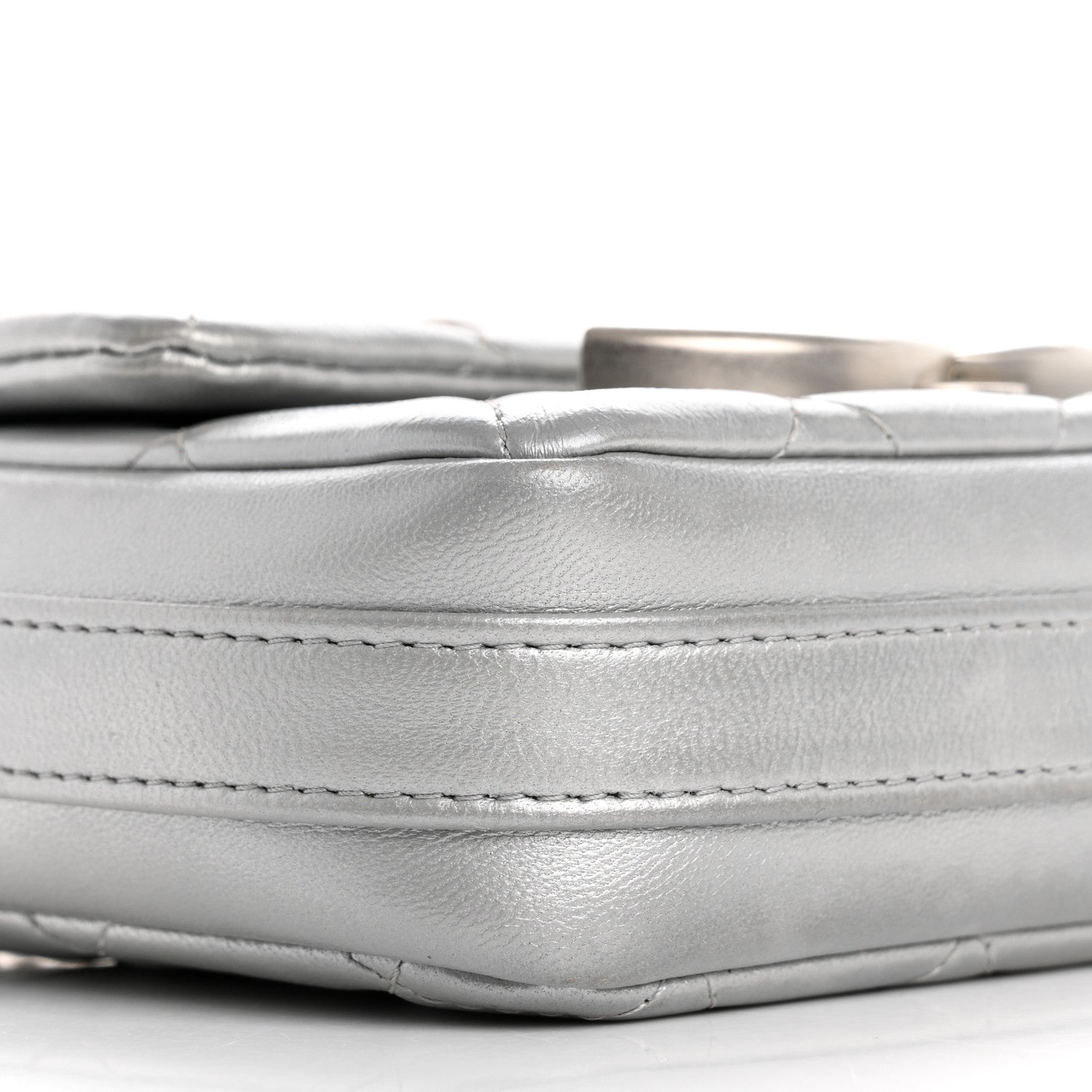 Chanel Metallic Lambskin Quilted Mini Giant CC Flap Argent