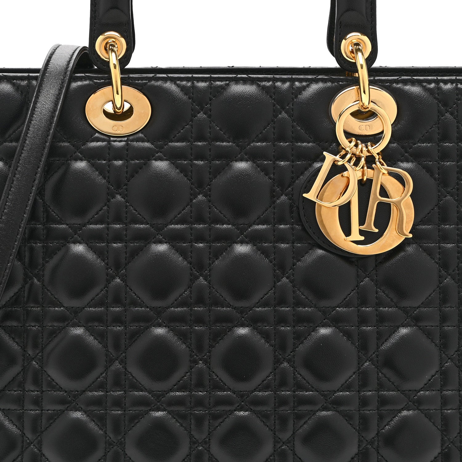 Christian Dior Lambskin Cannage Large Lady Dior Black